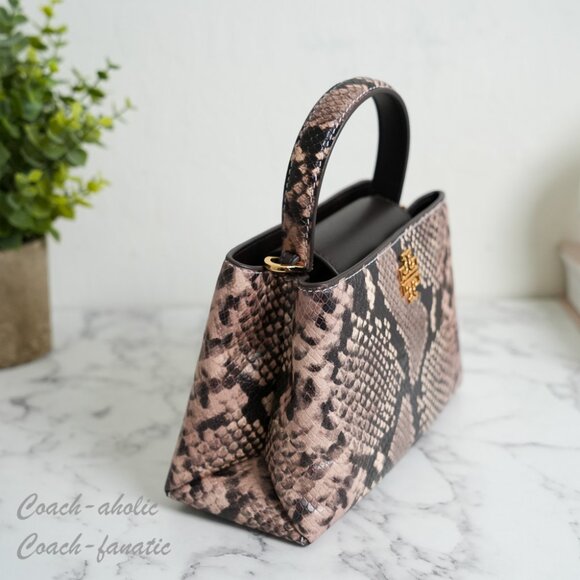 NWT Tory Burch Britten Snake Embossed Mini Satchel Crossbody & Zip Card Case SET - Picture 3 of 14